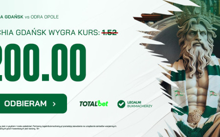 LegalniBukmacherzy.pl partnerem meczu Lechii Gdańsk z Odrą Opole. Kurs 200.00 na Biało-Zielonych!