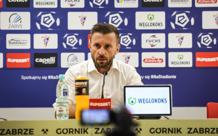 Coach Szymon Grabowski after the win against Górnik Zabrze