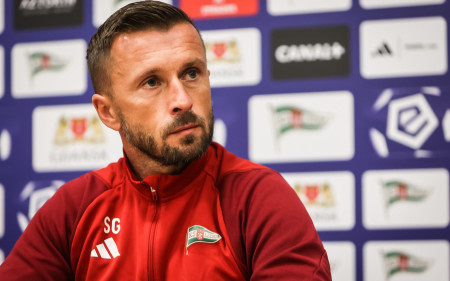 CONFERENCE I Coach Szymon Grabowski before the match against Widzew Łódź