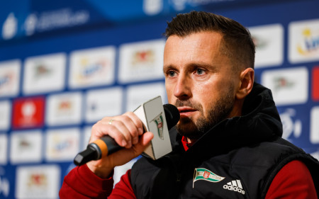 CONFERENCE I Coach Szymon Grabowski before the game with Korona Kielce