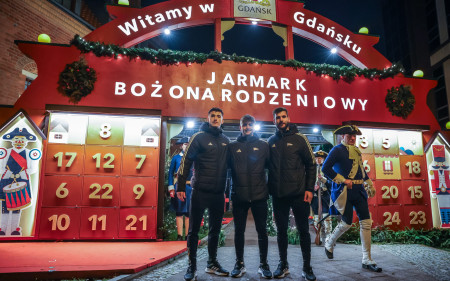 Lechia players at the Christmas Market