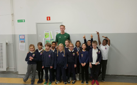 Elias Olsson with gifts for the students of the British International School in Gdańsk!