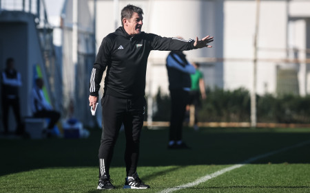 Coach John Carver after the match against Polissya Zhytomyr